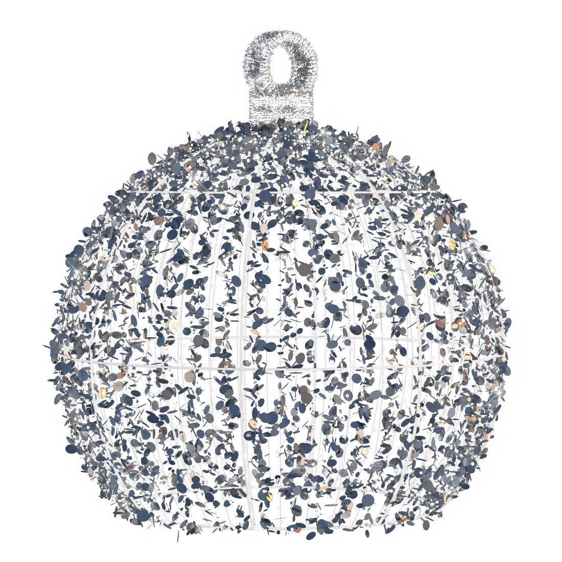 3D Silver Ornament with Spangles 6.88ft