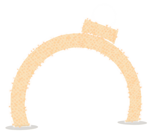 Lighted Ornament Arch in Warm white with gold mesh