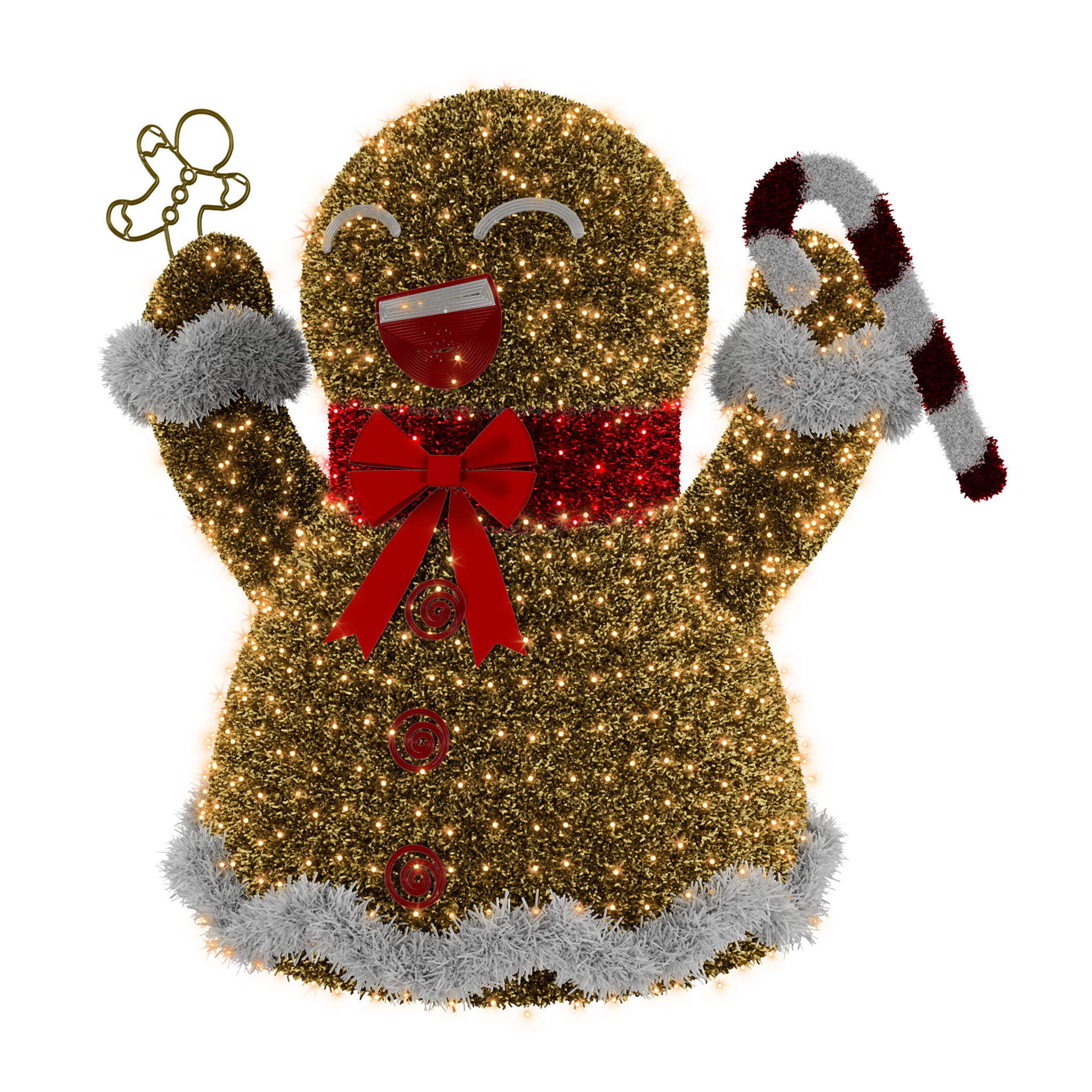 3D Gingerbread Girl with Candy Cane