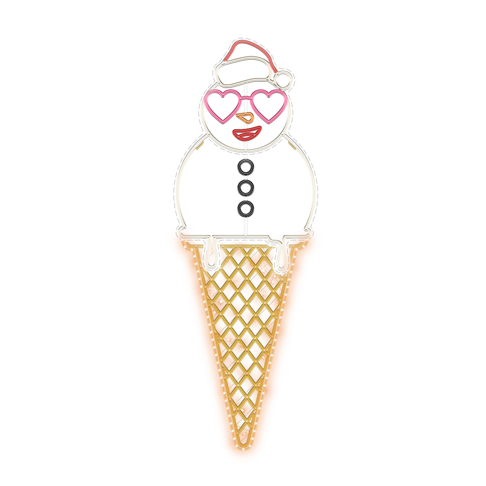 2D Ice Cream Snowman w Heart Glasses