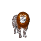 large decorative lion display with lights