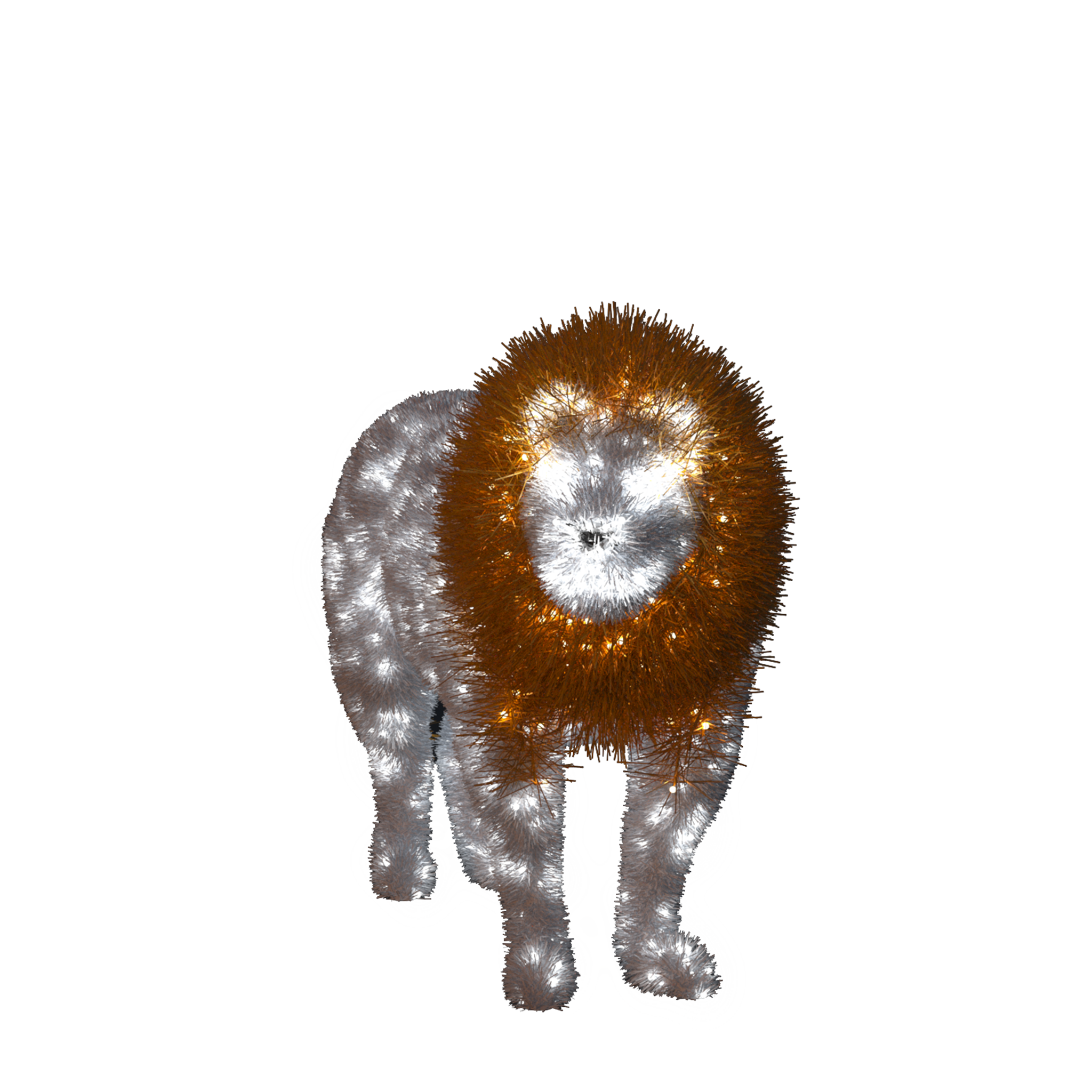 large decorative lion display with lights