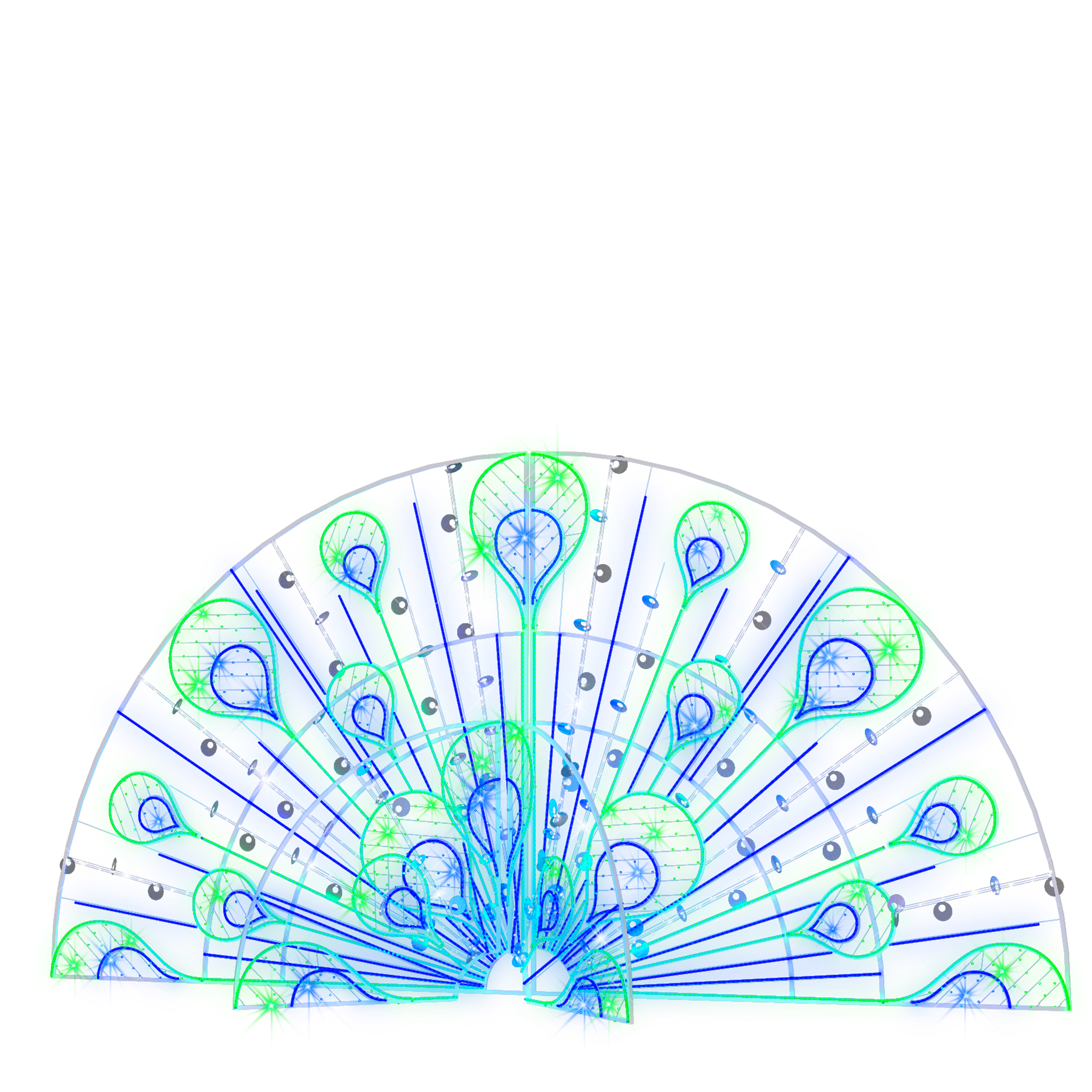 large 2D lighted peacock display for zoos and botanical gardens