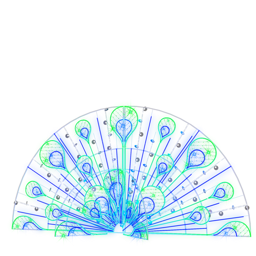 large 2D lighted peacock display for zoos and botanical gardens