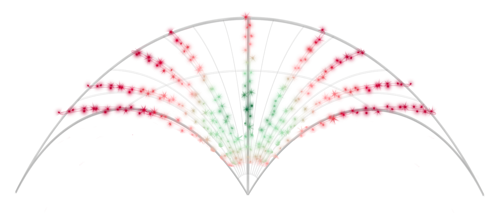 Overhead light display with color changing LED lights