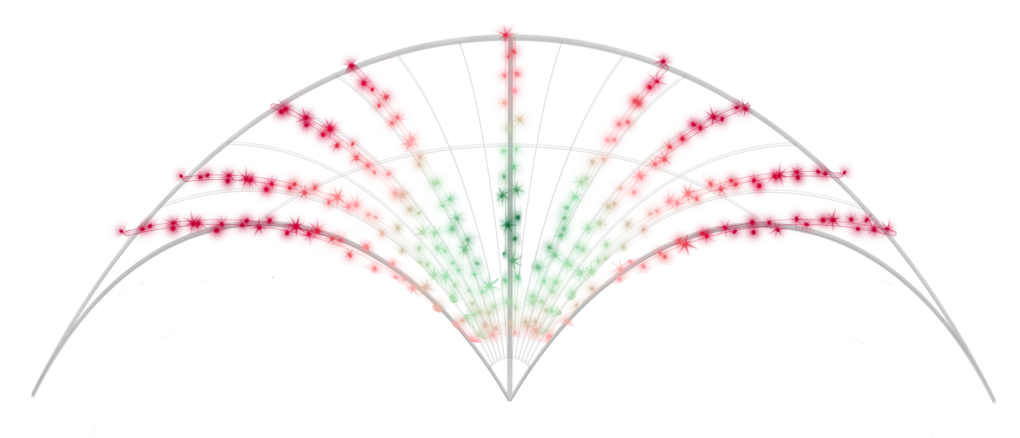 Overhead light display with color changing LED lights