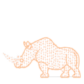 2D Rhinoceros pre-lit display