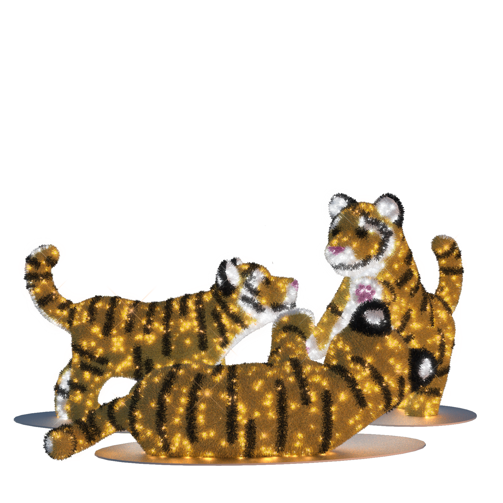 playful pre-lit tiger cub sculptures for zoo displays