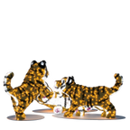 Three illuminated tiger-shaped light sculptures with warm and pure white glowing lights, perfect for zoo displays