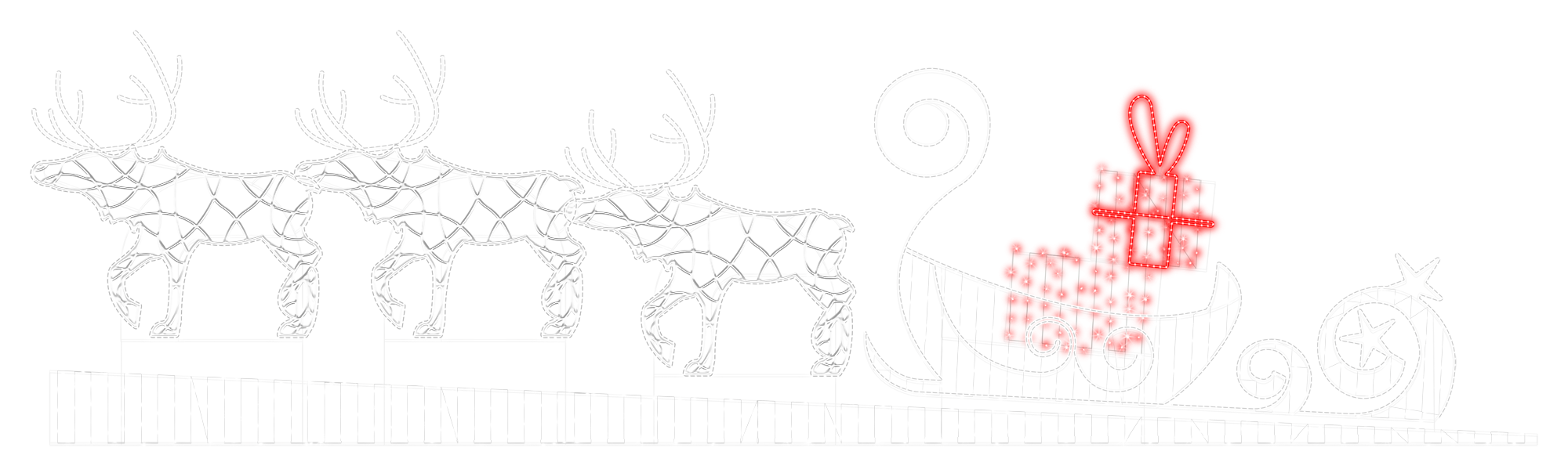 Large 2D Reindeer and Sleigh display