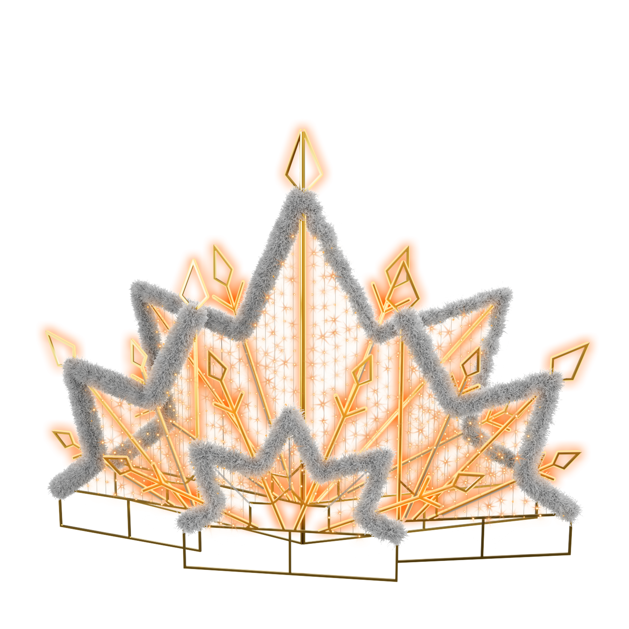 Gold Snowflake Half Burst lighted decoration