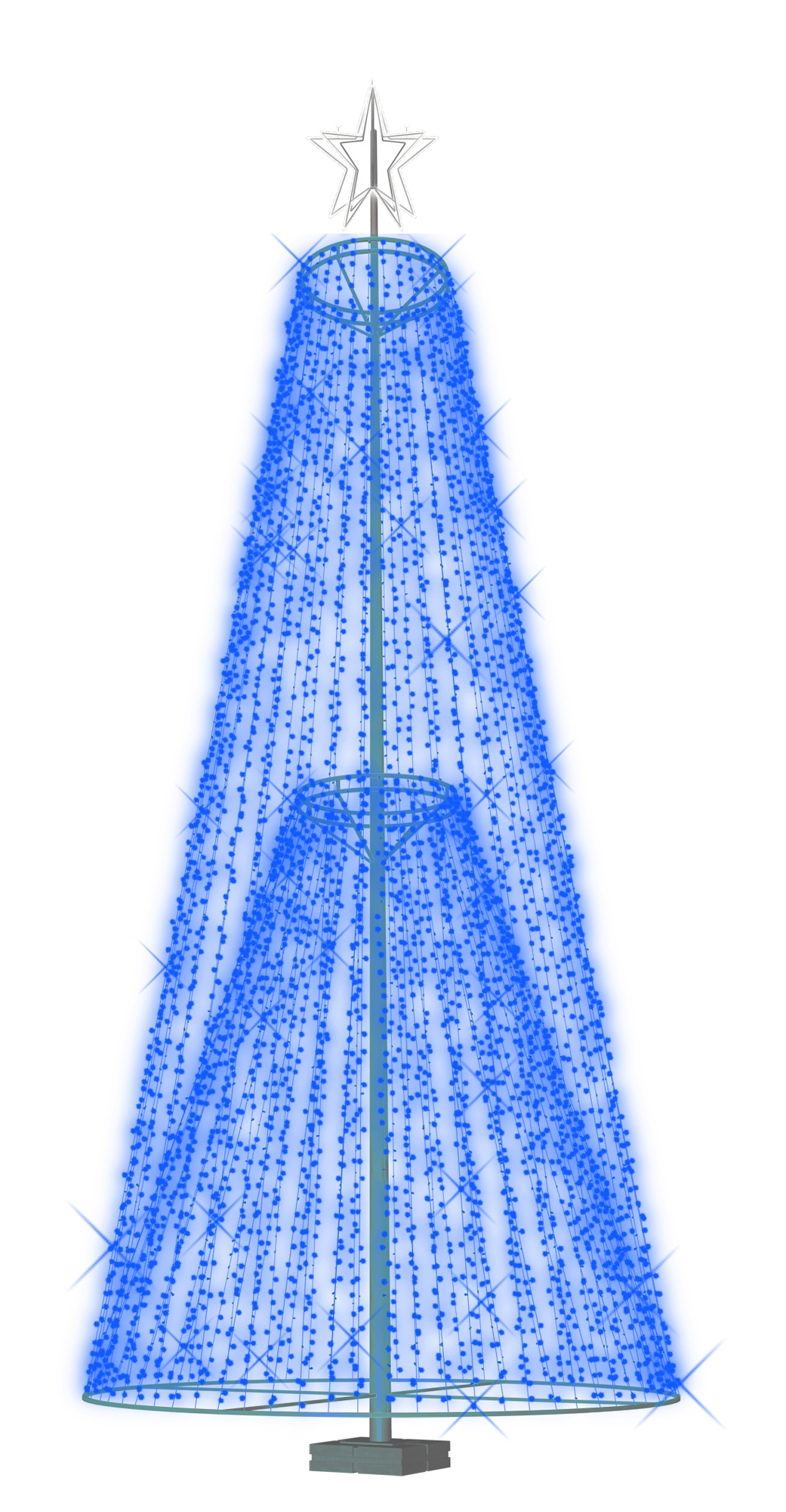 32ft Double Cone Tree with Blue Lights