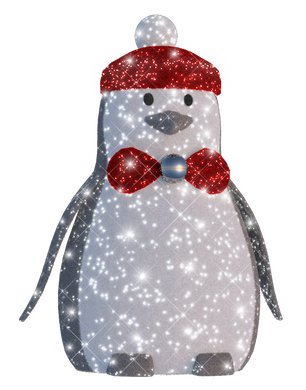 Big Silver Penguin Lighted Display