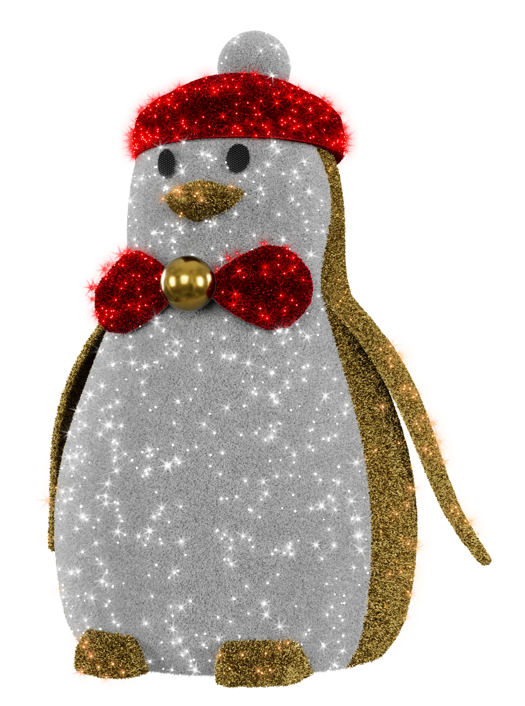 Big gold funky penguin light display