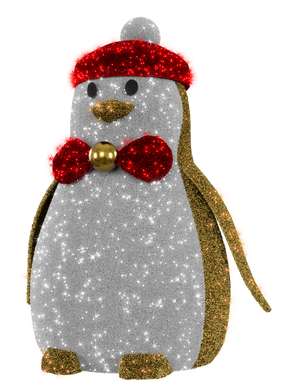 Big gold funky penguin light display