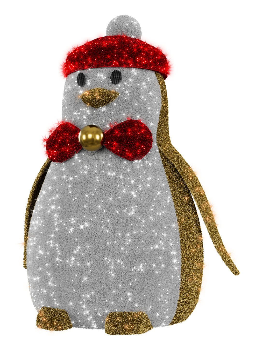 Big gold funky penguin light display