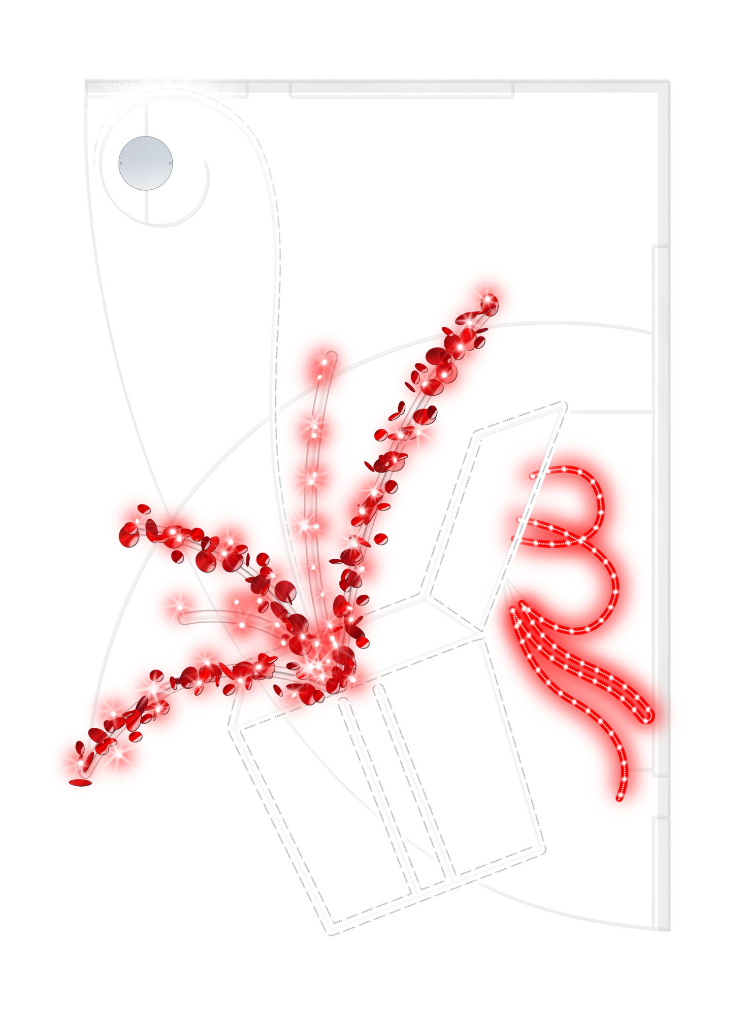 Giftbox Pole Decoration with pure white and red lights