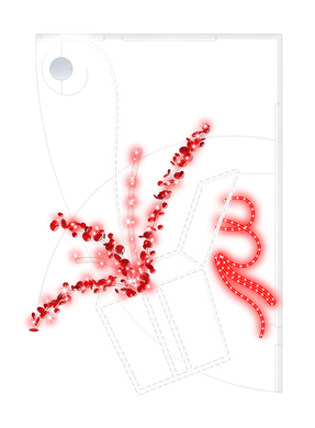 Giftbox Pole Decoration with pure white and red lights