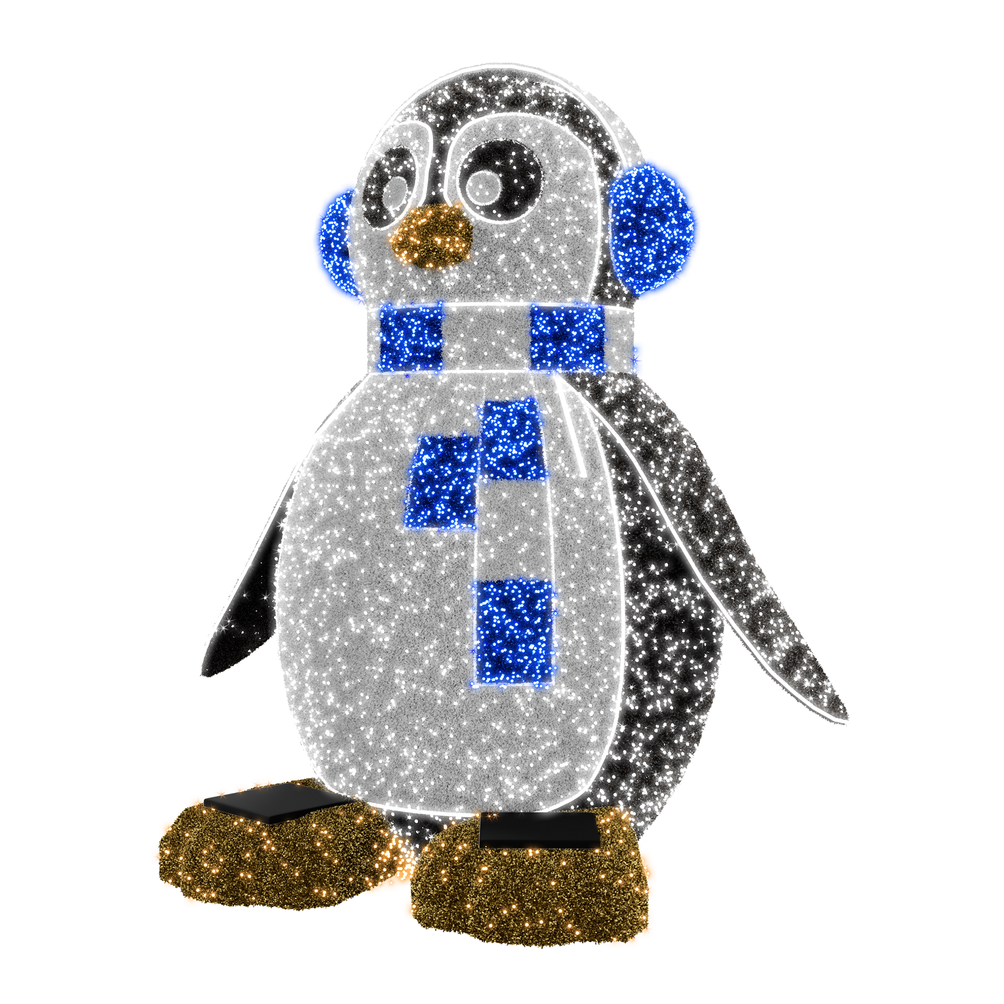 Penguin with Blue Scarf & Earmuffs