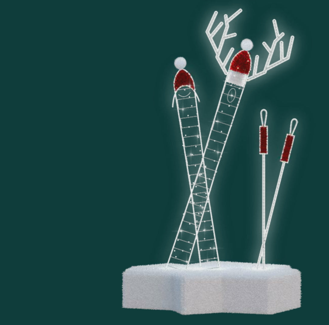 Ski Set Display - Christmas themed