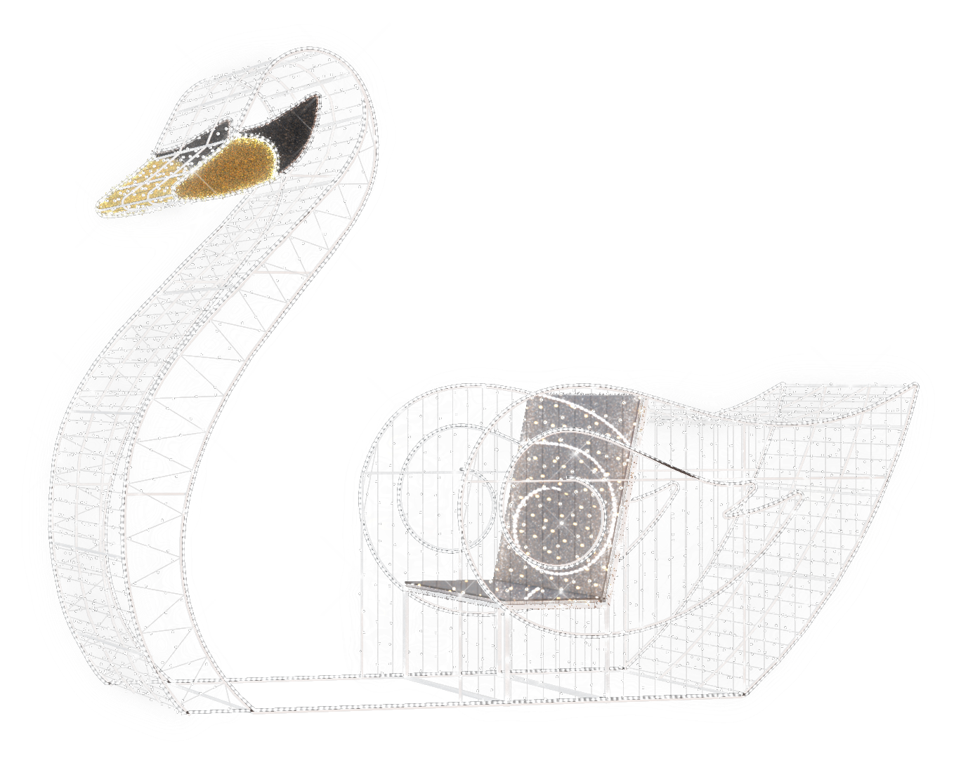 large sit-in illuminated swan display for zoos and botanial gardens