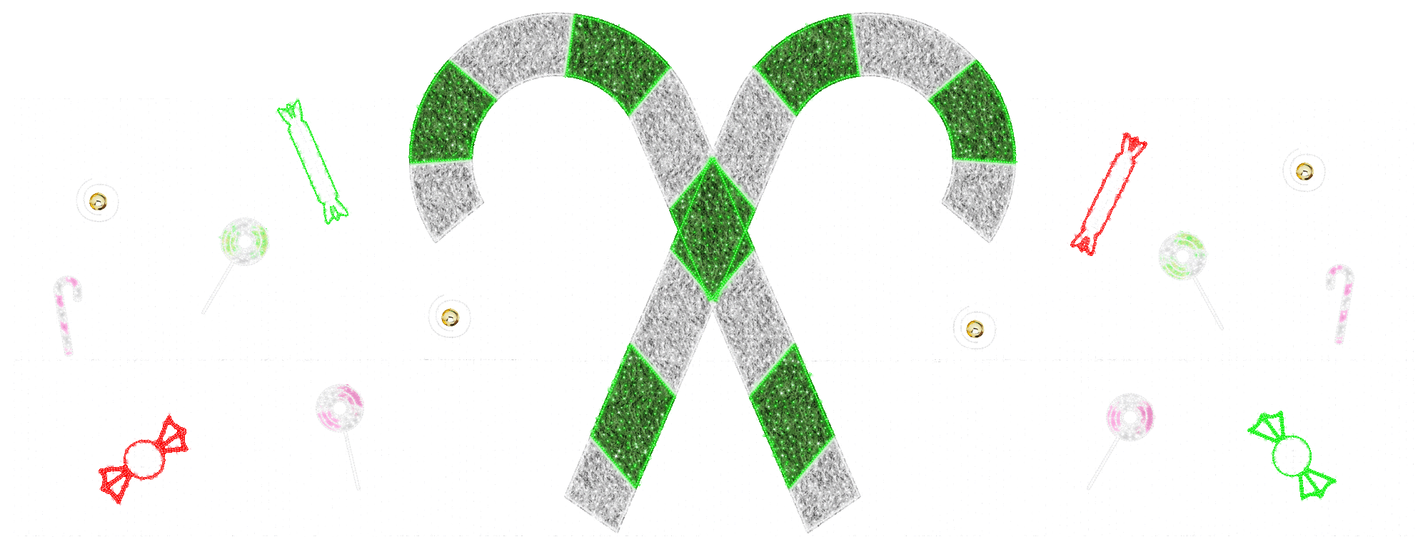 Lighted Panel Wall with Green Candy Canes