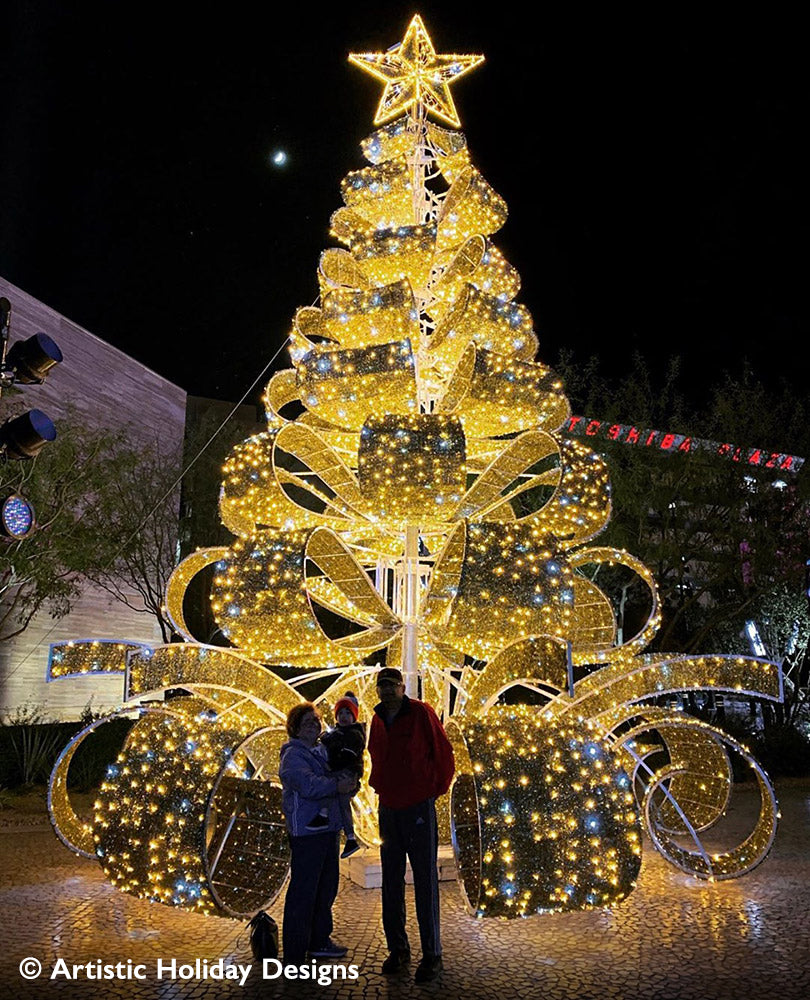 Ribbon Tree in Glittering Gold - 30ft