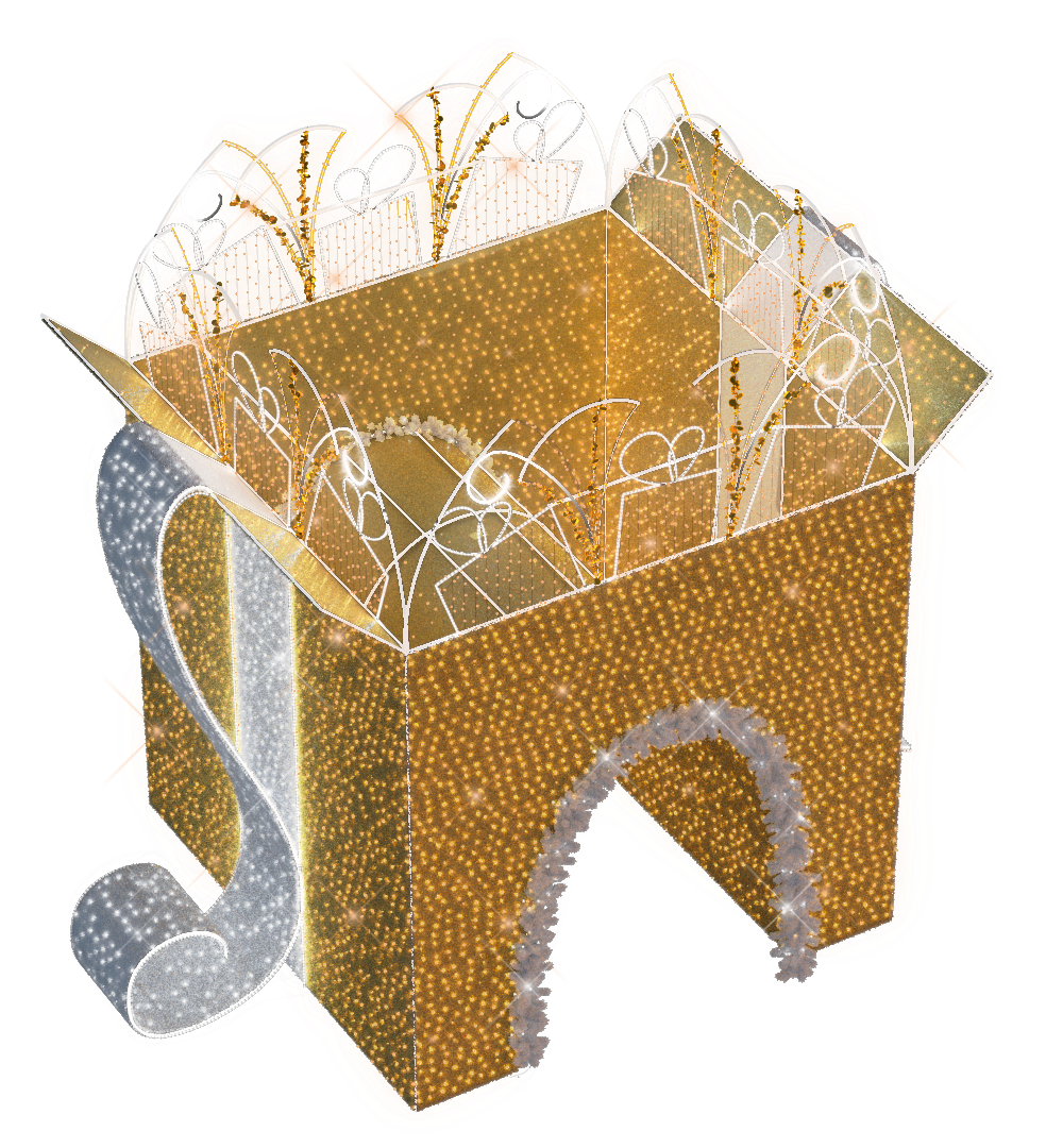 Animated Walk Thru Giftbox (gold) - 17.06ft