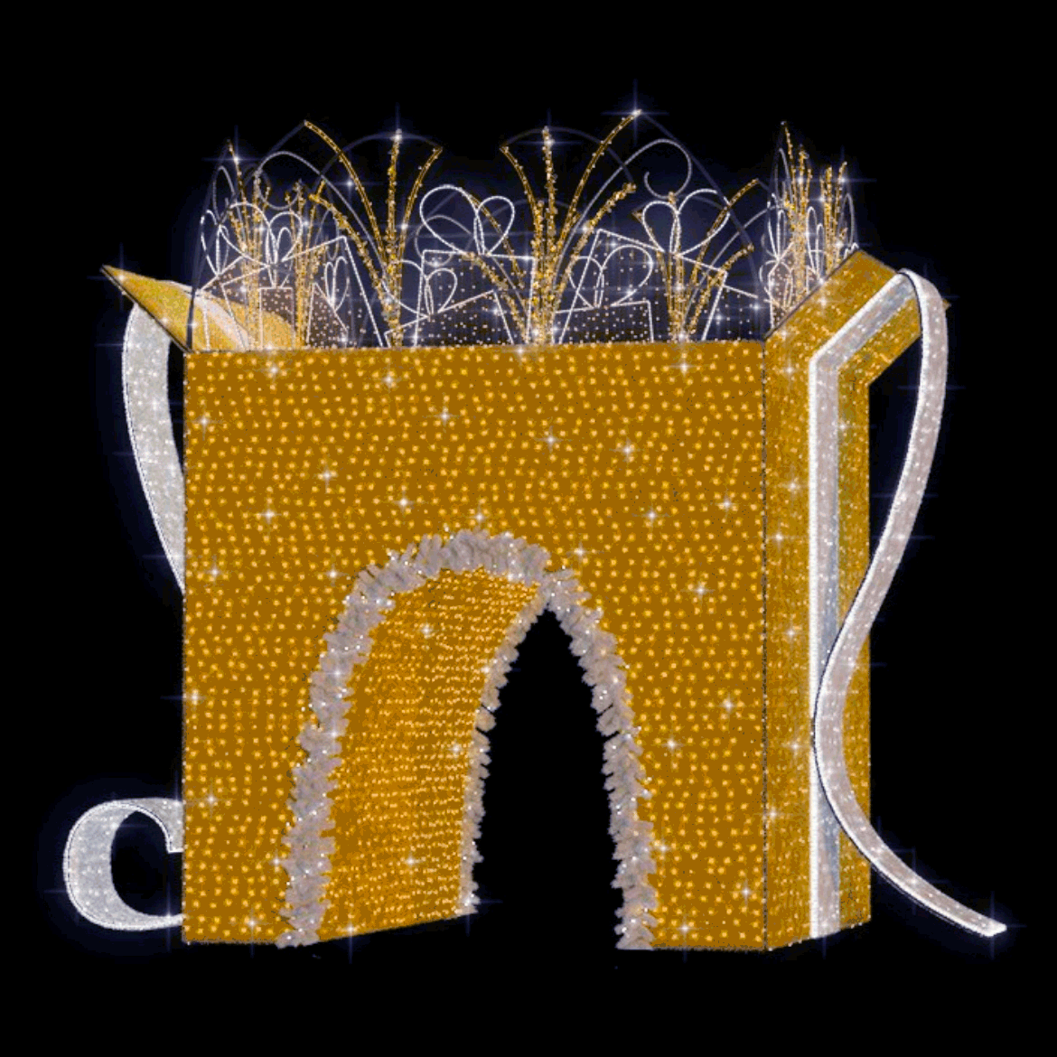 Animated Walk Thru Giftbox (gold) - 17.06ft