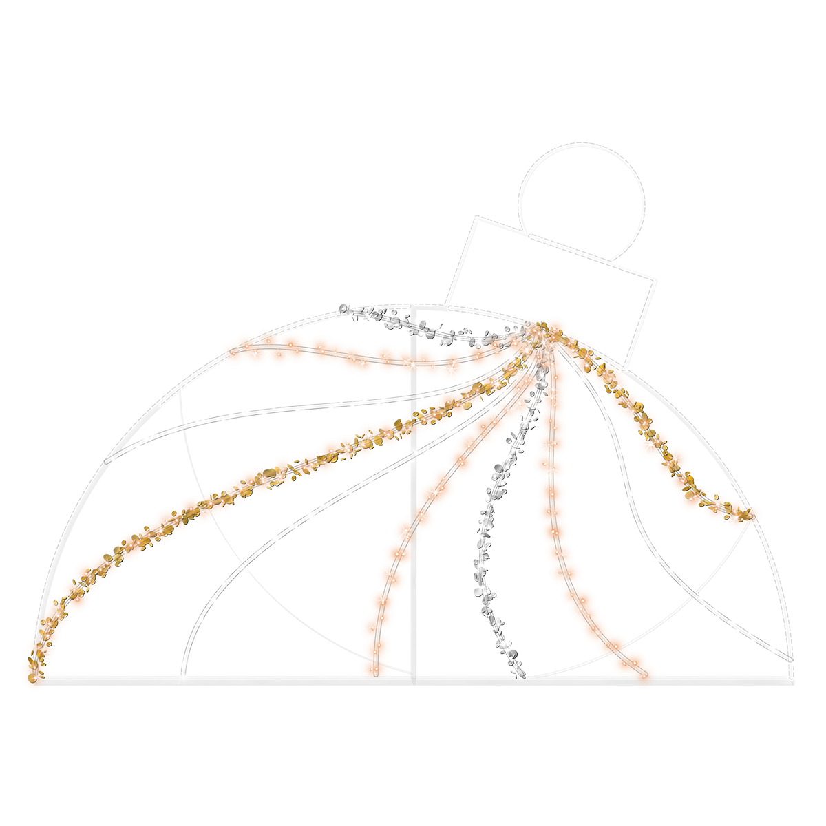 2D Gold Ornament with Spangles - 8.2ft