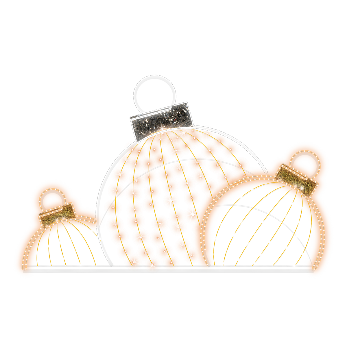 2D Gold Three Ornament Display - 6.56ft