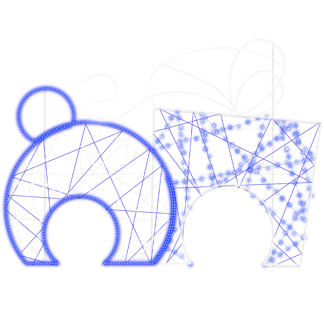 2D Blue Giftbox with Ornament Display - 8.2ft