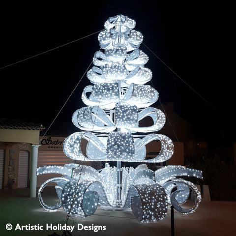 Ribbon Tree in Glittering White - 28ft