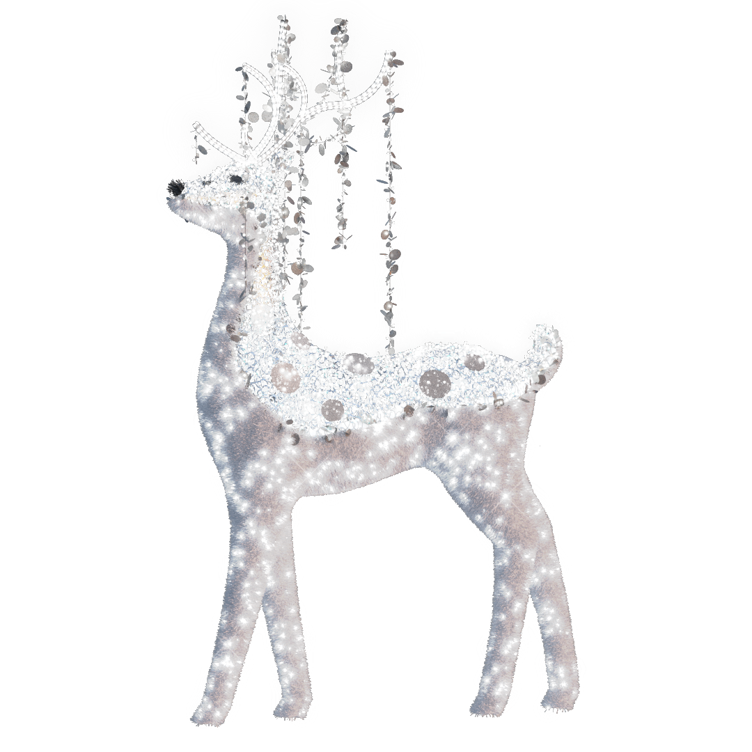 Reindeer in White with Silver Spangles - 9.84ft